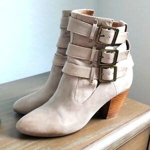 Miz Mooz Beige Heeled Boots with Buckles 9